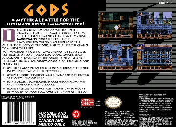 Gods (USA) box cover back